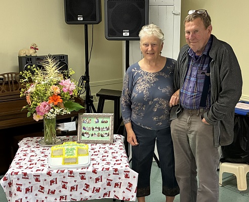 Members of the parish gathered after church on June 29 for a potluck to honour and say so long to Catherin Chandler and her husband, Paul Smith, as they prepare to move to Ottawa to be near their children.